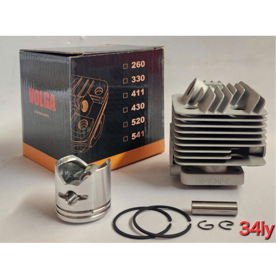 Nòng + piston + bạc + ắc + phe 34ly (hộp Volga)