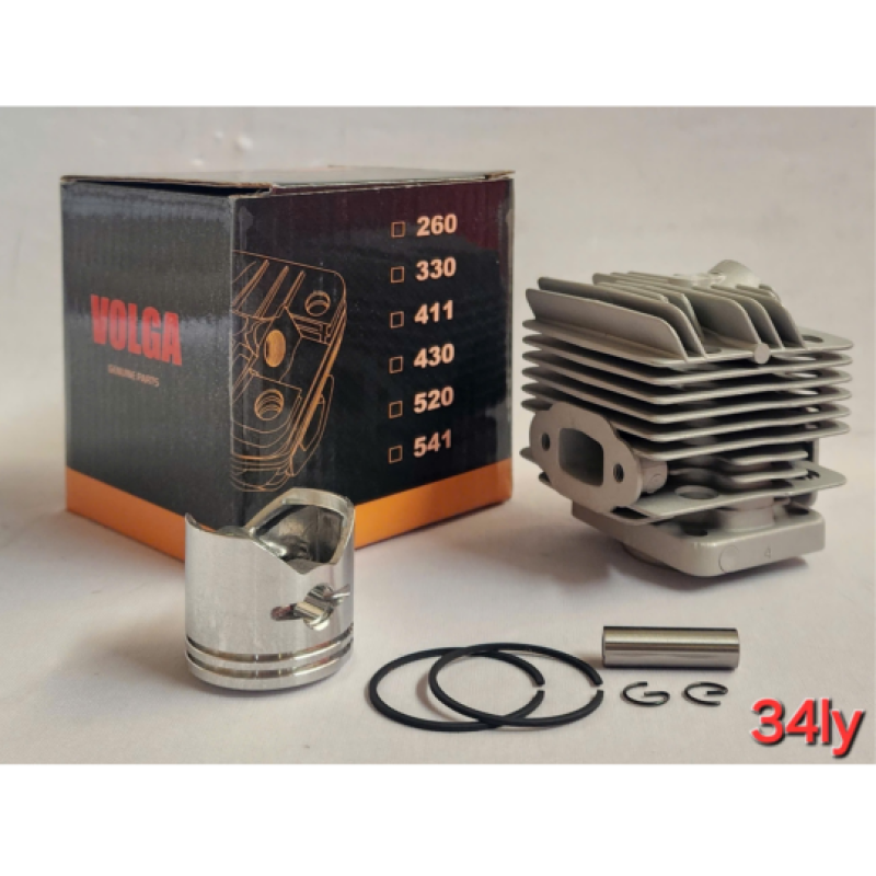 Nòng + piston + bạc + ắc + phe 34ly (hộp Volga)